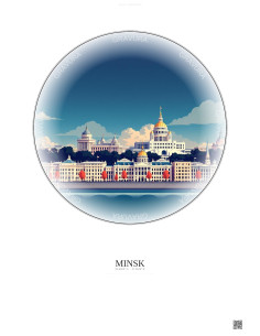 Affiche Minsk – Poster illustration vintage – Minsk | Gravura – Fond clair