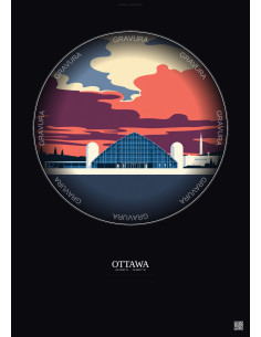 Affiche Ottawa – Poster illustration vintage – National Gallery Of Canada | Gravura – Fond foncé