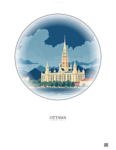 Affiche Ottawa – Poster illustration vintage – Ottawa | Gravura – Fond clair