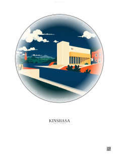 Affiche Kinshasa – Poster illustration vintage – National Museum Of The Democratic Republic Of Congo | Gravura – Fond clair