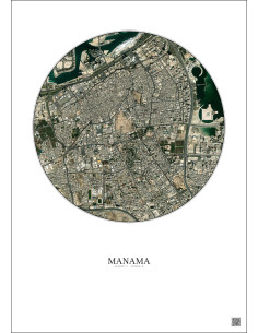Manama Satellite View Poster 2.5km Color | Gravura – Light background 2