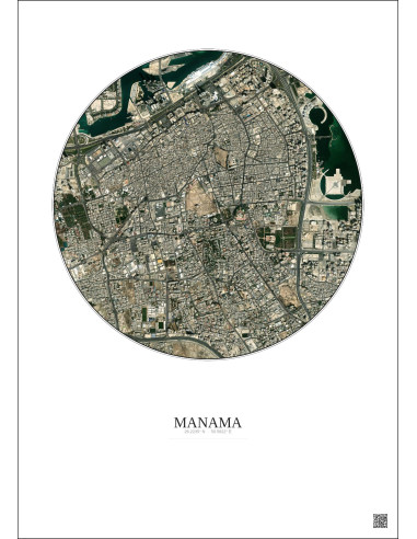 Manama Satellite View Poster 2.5km Color | Gravura – Light background