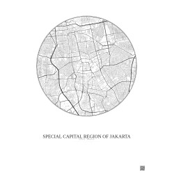 Affiche Special Capital Region Of Jakarta – Poster carte de ville 6km | Gravura – Fond clair