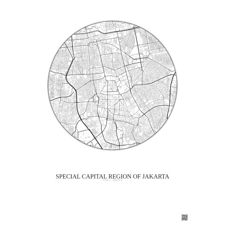 Affiche Special Capital Region Of Jakarta – Poster carte de ville 6km | Gravura – Fond clair