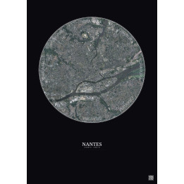 Affiche Nantes – Poster vue satellite 5km Couleur | Gravura – Fond foncé