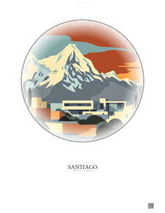 Affiche Santiago – Poster illustration vintage – Chilean Museum Of Pre Columbian Art | Gravura – Fond clair
