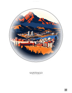 Affiche Santiago – Poster illustration vintage – Santiago | Gravura – Fond clair