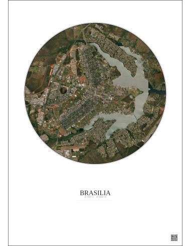 Affiche Brasilia – Poster vue satellite 10km Couleur | Gravura – Fond clair