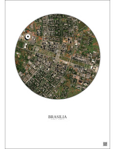 Affiche Brasilia – Poster vue satellite 2.5km Couleur | Gravura – Fond clair 2