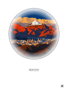Affiche Bogota – Poster illustration vintage – Famous Viewpoint Of Bogota | Gravura – Fond clair