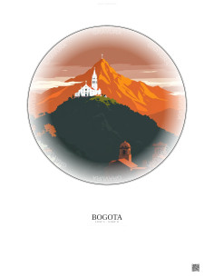 Affiche Bogota – Poster illustration vintage – Most Iconic Landmark Of Bogota | Gravura – Fond clair