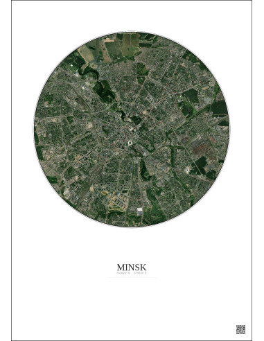 Affiche Minsk – Poster vue satellite 6km Couleur | Gravura – Fond clair
