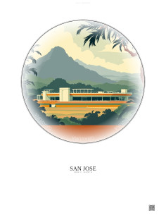 Affiche San Jose – Poster illustration vintage – Estadio Nacional De Costa Rica | Gravura – Fond clair