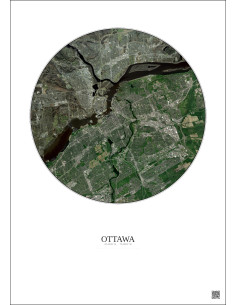 Affiche Ottawa – Poster vue satellite 10km Couleur | Gravura – Fond clair 2