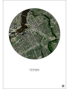 Affiche Ottawa – Poster vue satellite 2.5km Couleur | Gravura – Fond clair 2