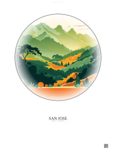 Affiche San Jose – Poster illustration vintage – San Jose | Gravura – Fond clair