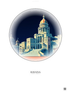 Affiche Havana – Poster illustration vintage – El Capitolio | Gravura – Fond clair