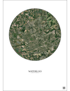 Waterloo Satellite View Poster 10km Color | Gravura – Light background 2