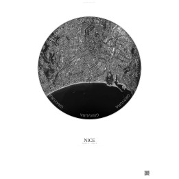 Nice Satellite View Poster 2.5km B&W | Gravura – Light background
