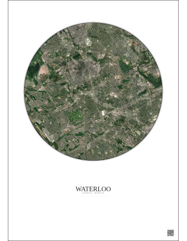 Waterloo Satellite View Poster 5km Color | Gravura – Light background