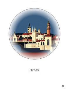 Affiche Prague – Poster illustration vintage – Famous Viewpoint Of Prague | Gravura – Fond clair