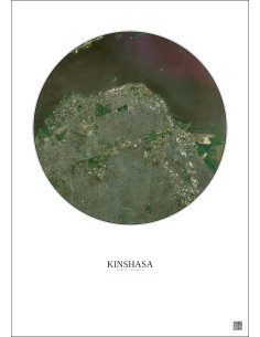 Kinshasa Satellite View Poster 6km Color | Gravura – Light background 2