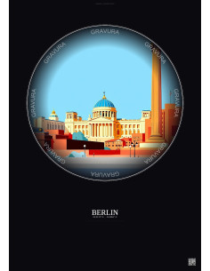 Affiche Berlin – Poster illustration vintage – Famous Viewpoint Of Berlin | Gravura – Fond foncé