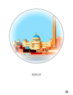 Affiche Berlin – Poster illustration vintage – Famous Viewpoint Of Berlin | Gravura – Fond clair