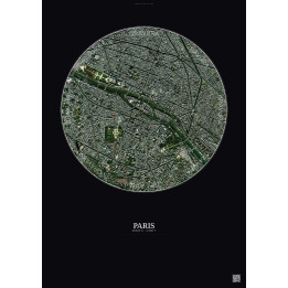 Paris Satellite View Poster 2.5km Color | Gravura – Dark background