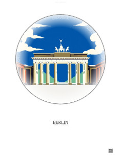 Affiche Berlin – Poster illustration vintage – Most Iconic Landmark Of Berlin | Gravura – Fond clair