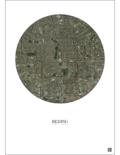 Beijing Satellite View Poster 10km Color | Gravura – Light background 2