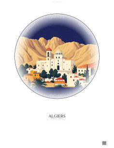 Algiers Vintage Travel Poster – Basilica Of Notre Dame D Afrique | Gravura – Light background