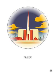Algiers Vintage Travel Poster – Martyrs Memorial | Gravura – Light background