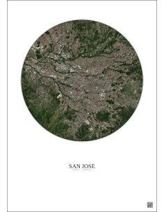 San Jose Satellite View Poster 10km Color | Gravura – Light background 2