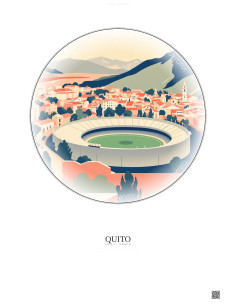 Affiche Quito – Poster illustration vintage – Estadio Olimpico Atahualpa | Gravura – Fond clair