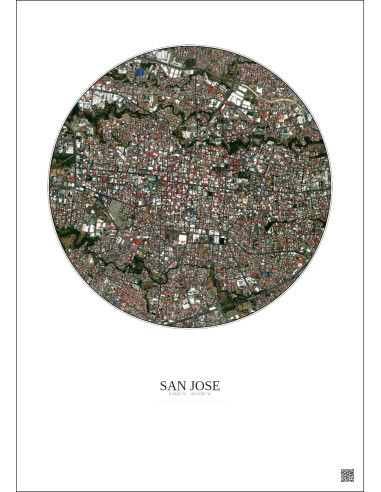 Affiche San Jose – Poster vue satellite 2.5km Couleur | Gravura – Fond clair
