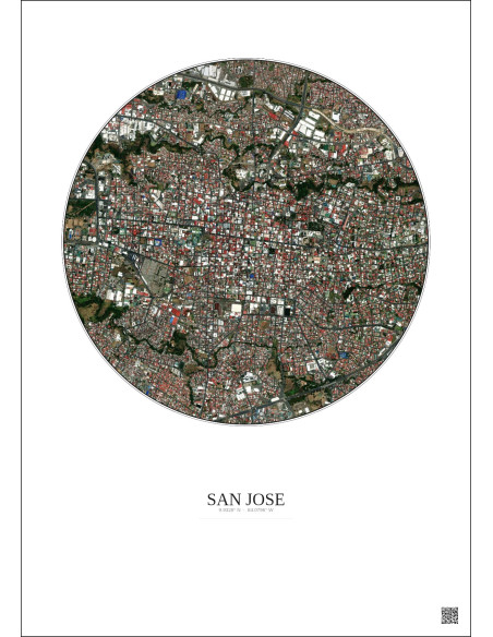 Affiche San Jose – Poster vue satellite 2.5km Couleur | Gravura – Fond clair