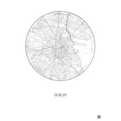 Affiche Dublin – Poster carte de ville 6km | Gravura – Fond clair