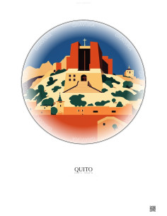 Affiche Quito – Poster illustration vintage – La Capilla Del Hombre | Gravura – Fond clair