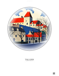 Affiche Tallinn – Poster illustration vintage – Banned Books Museum | Gravura – Fond clair