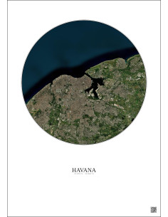Havana Satellite View Poster 10km Color | Gravura – Light background 2