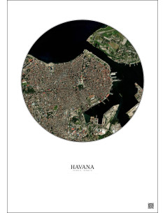 Affiche Havana – Poster vue satellite 2.5km Couleur | Gravura – Fond clair 2