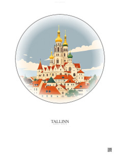 Affiche Tallinn – Poster illustration vintage – Tallinn | Gravura – Fond clair