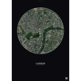 London Satellite View Poster 2.5km Color | Gravura – Dark background