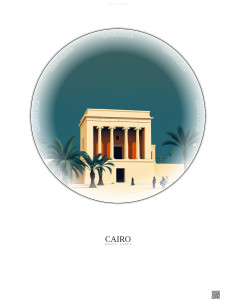 Cairo Vintage Travel Poster – Egyptian Museum | Gravura – Light background
