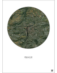 Affiche Prague – Poster vue satellite 10km Couleur | Gravura – Fond clair 2