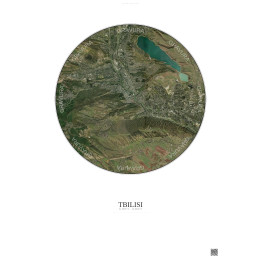 Tbilisi Satellite View Poster 10km Color | Gravura – Light background