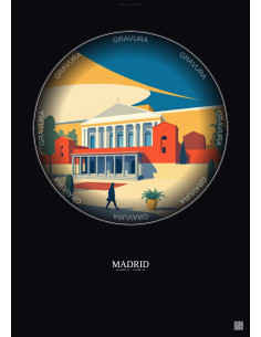 Affiche Madrid – Poster illustration vintage – Museo Del Prado | Gravura – Fond foncé