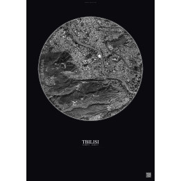 Tbilisi Satellite View Poster 2.5km B&W | Gravura – Dark background