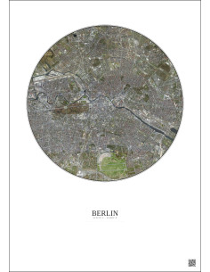 Affiche Berlin – Poster vue satellite 6km Couleur | Gravura – Fond clair 2